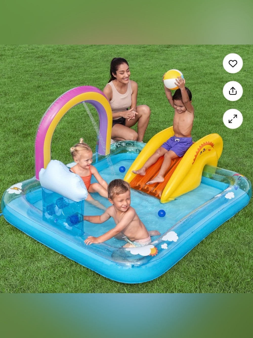 Inflatable Kids Splash Playset with Yellow Slide & Blue Pool